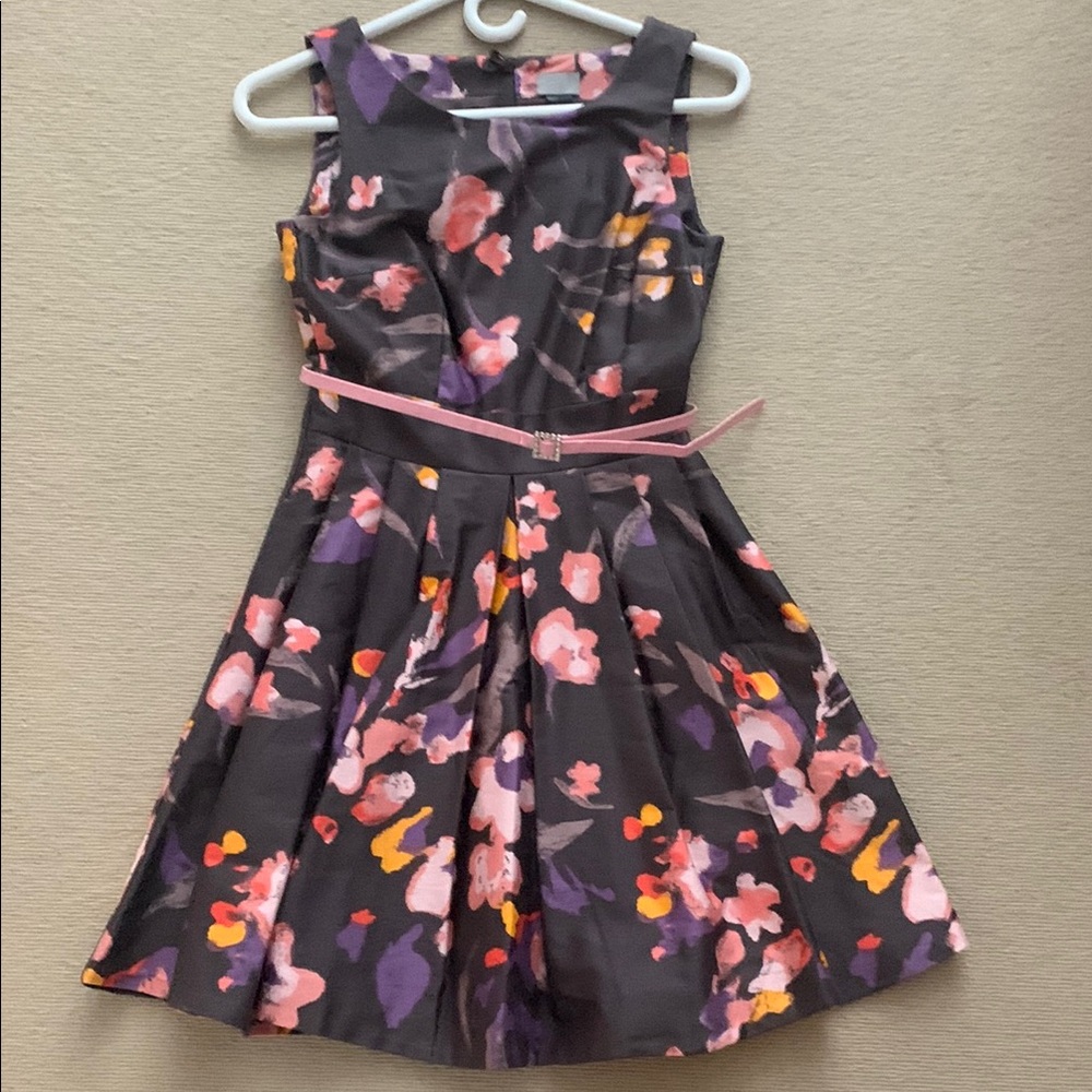H&M Pink and Orange Pleated Midi Dress for Wedding Guest